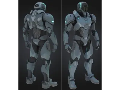 Next Gen Sci Fi Armored Robot Character Low-poly 3D model