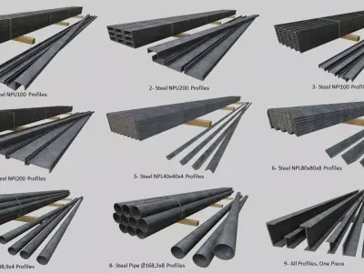 Steel Profiles Pack 3D model