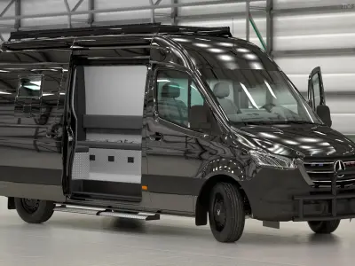 Mercedes Bulletproof Armored Van Rigged 3D model