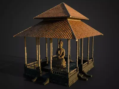 Premium Buddhist Temple 3D Model Low-poly 3D model