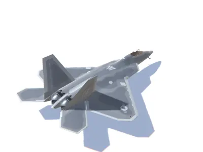 F-22 Raptor Jet Fighter Aircraft Low-poly 3D model