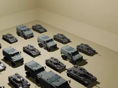 Military Vehicles Collection - Low Poly 3D Models Pack Low-poly 3D model