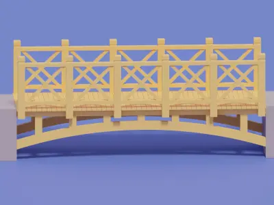 Cartoon Wooden Bridge 3D model purchase
