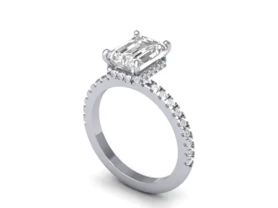 Wedding-Ring emerald cut diamond engagement ring  3D print model