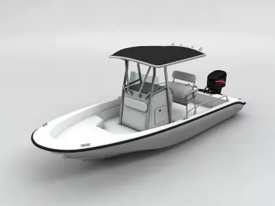 Fishing Motor Boat Boston Whaler 1 Low-poly 3D model