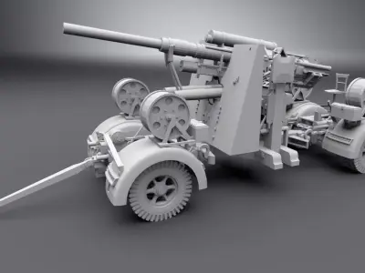 Flak 88 WWII Artillery Scale model 3D print model