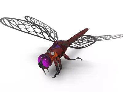 Cyber dragonfly robot Low-poly 3D model