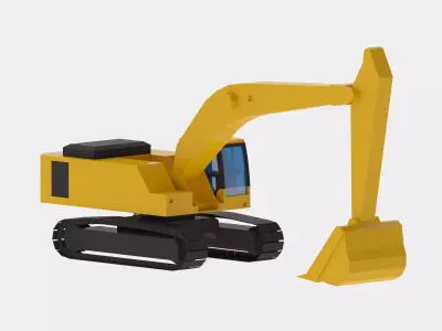 Excavator Construction PC600 Simplified Low-poly 3D model