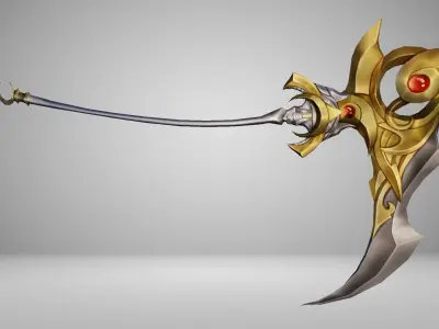Futuristic Scythe Low-poly 3D model 9