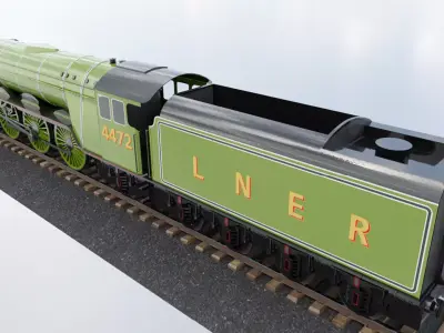 Animated Flying Scotsman Steam Train Low-poly 3D model