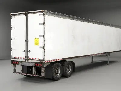Old Dry Van Semi-Truck US Trailer 3D model