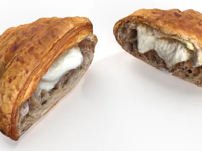 Split Croissant with Custard Inside 3D model
