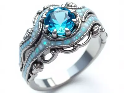 Victorian Blue Topaz Ring  - Detailed 3D Model Low-poly 3D model