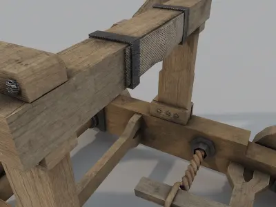 Catapult Low Poly 3D model wooden Low-poly 3D model