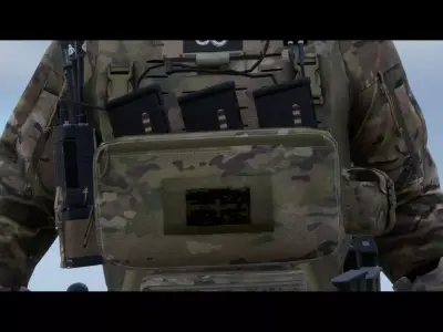 Warrior Triple Snap Mag Utility Pouch Low-poly 3D model