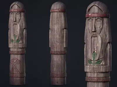 Wooden Totem 6 Low-poly 3D model