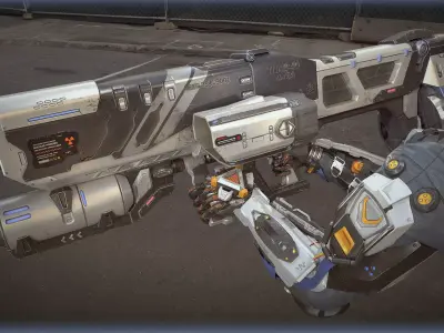 FPS Sci Fi Hands With Launcher Low-poly 3D model