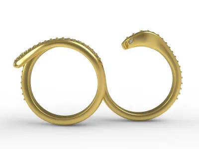 Antique Snake Diamond Two Finger Ring 3D print model