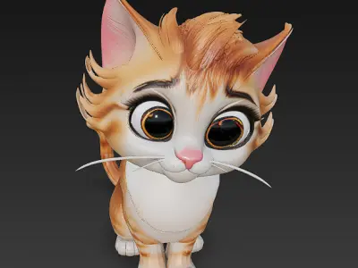 Optimized Low-Poly Kitten 3D Model UE5- Unity Real-Time Ready Low-poly 3D model order