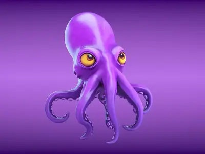 Cartoon octopus Low-poly 3D model