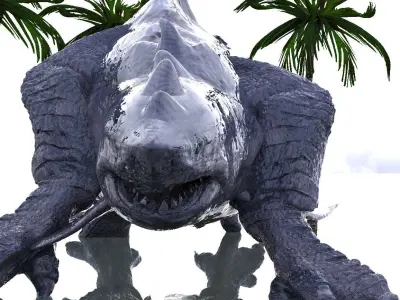Frigate Ship VS Meg Croc  3D model