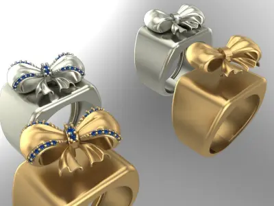 2 part bowtie rings 3D print model