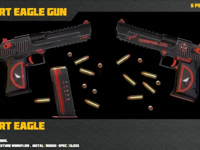 Desert Eagle Gun Low-poly 3D model purchase