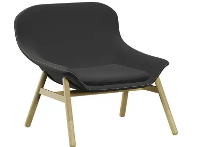 Fabric chair with wooden legs Low-poly 3D model