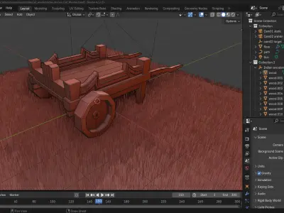 Ancient Indian Wooden Cart 3D model