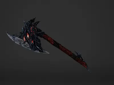 Fire War Axe Low-poly 3D model