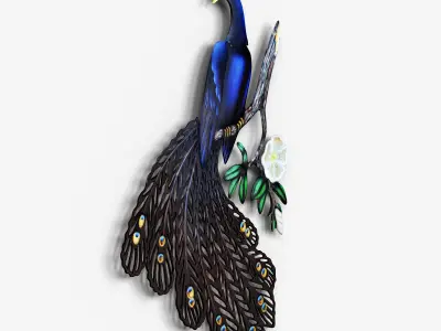 Peacock on branch 3D model