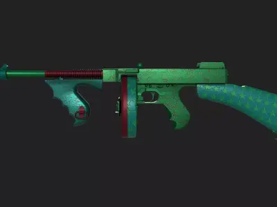 Low Poly Tommy Gun Game Ready Low-poly 3D model