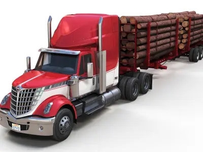 International LoneStar logger semitruck Low-poly 3D model