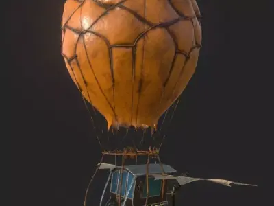 Steampunk AirShip Low-poly 3D model PBR Low-poly 3D model