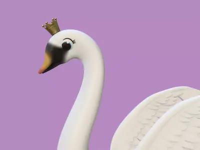 Stylized Toon Swan rigged 3D model