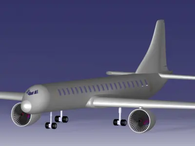 Airplane jet engine blades Low-poly 3D model