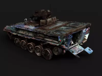 war destroyed Marder vehicle wreck PBR photogrammetry Low-poly 3D model