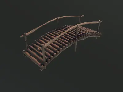 wooden bridge Low-poly 3D model