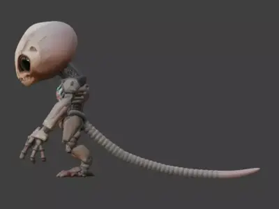 Stylized Bio-Tech Alien 3D Model Low-poly 3D model