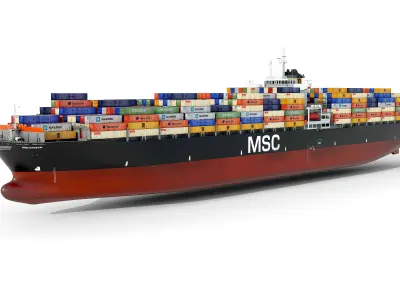 Container ship  lowpoly Low-poly 3D model