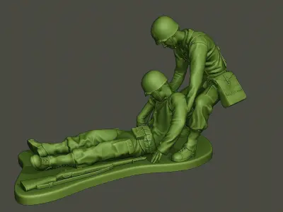 American soldiers ww2  dragging A8 3D print model