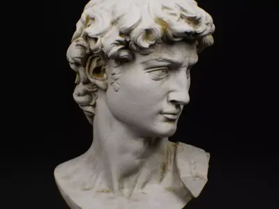 Statue David head sculpt low poly marble 8k texture Low-poly 3D model