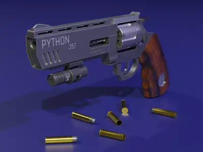 The low poly 3D model SciFi revolver GameReady Low-poly 3D model