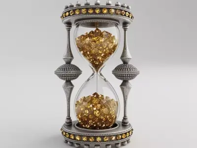 Regal Jeweled Hourglass - Golden Diamond Timepiece Low-poly 3D model