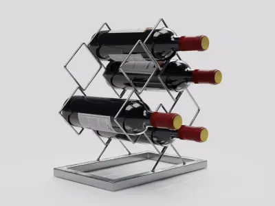 Antique Silver 6-Bottle Wine Rack 3D model