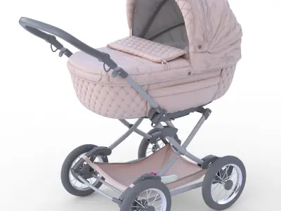Baby Carriage Low-poly 3D model