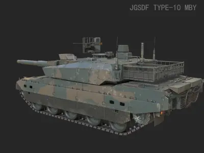 2 coatings of JSDF Type 10 Main Battle Tank MBT Low-poly 3D model