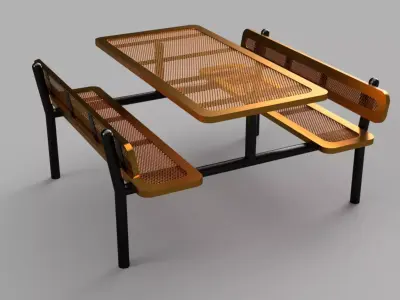 Modern Industrial Bench Table Set 3D Model 3D model