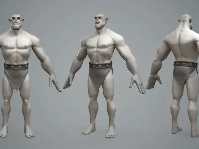 Cartoon Male fantasy character Orc Gralnok Low-poly 3D model