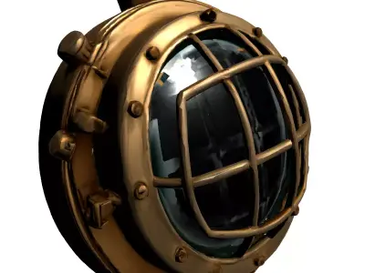 Vintage Brass Nautical Bulkhead Light Low-poly 3D model